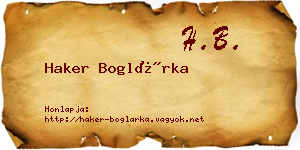 Haker Boglárka névjegykártya